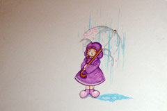 Kind-unter-Regenschirm