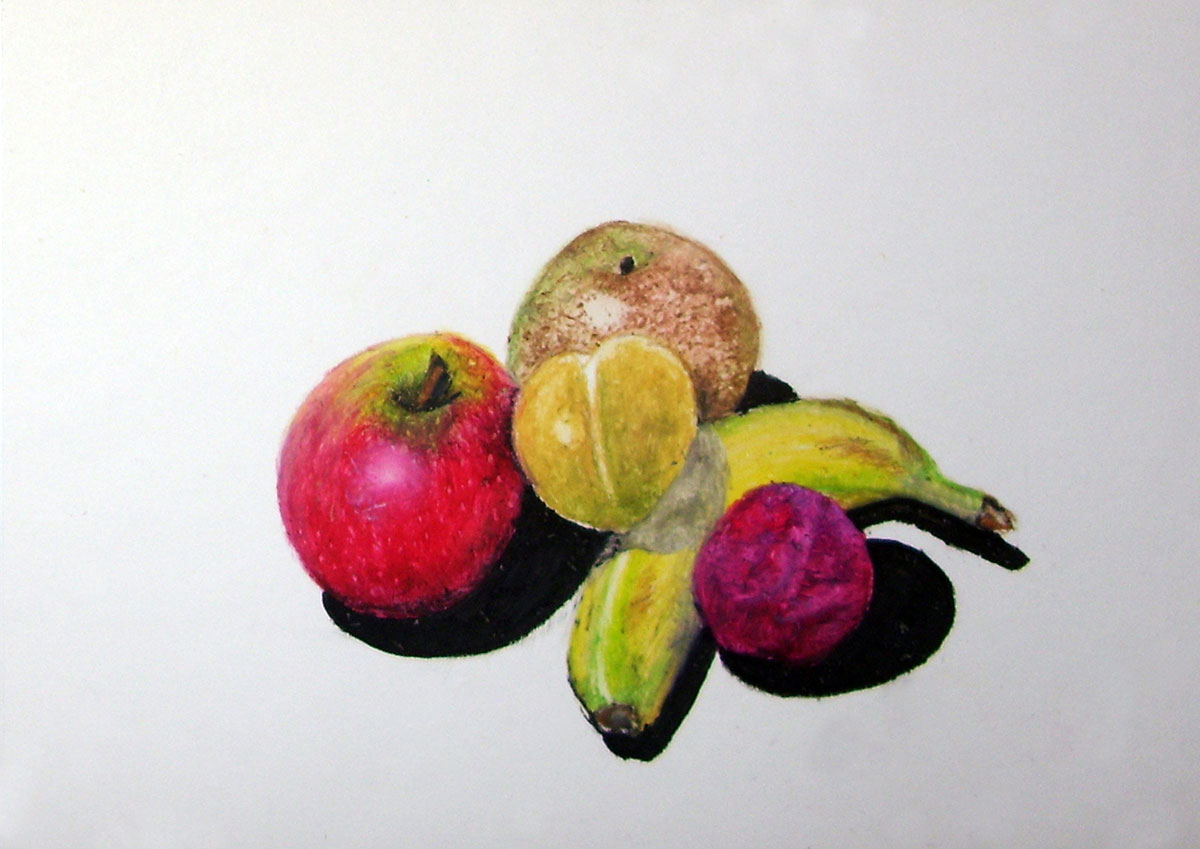Stillleben - Obst - Ölkreide