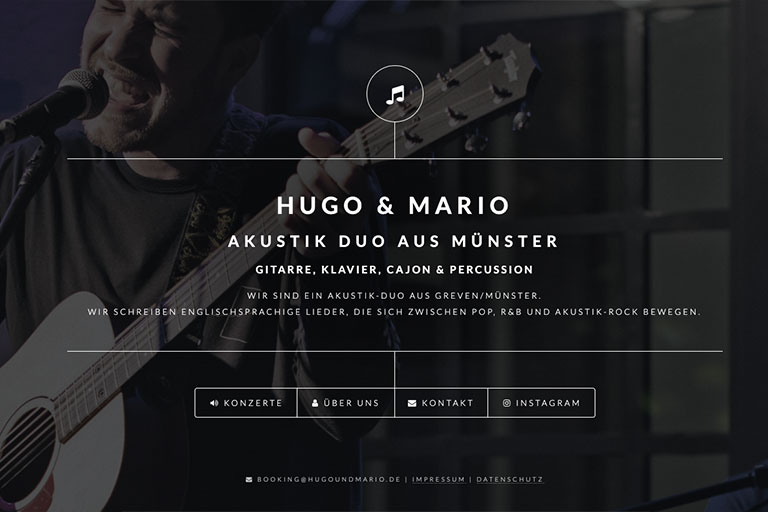 Webdesign und Programmierung für die Webseite von Hugo.